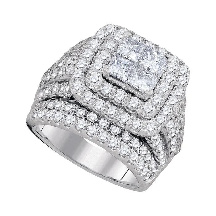 14kt White Gold Womens Princess Diamond Cluster Bridal Wedding Engagement Ring 400 Cttw mayamila Rings 14kt White Gold Womens Princess Diamond Cluster Bridal Wedding Engagement Ring 400 Cttw mayamila Rings
