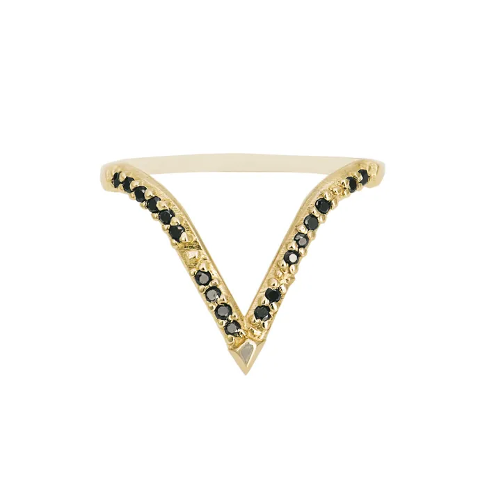 Rings Karch Wolfe Peak Deep V studded ring
