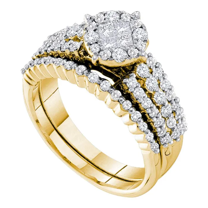 Rings mayamila 14kt Yellow Gold Womens Princess Diamond Soleil Bridal Wedding Engagement Ring Band Set 115 Cttw Rings mayamila 14kt Yellow Gold Womens Princess Diamond Soleil Bridal Wedding Engagement Ring Band Set 115 Cttw