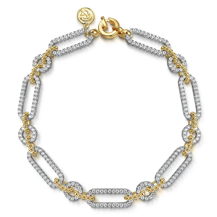 14K White and Yellow Gold Diamond Bujukan Link Bracelet GABRIEL CO Bracelets