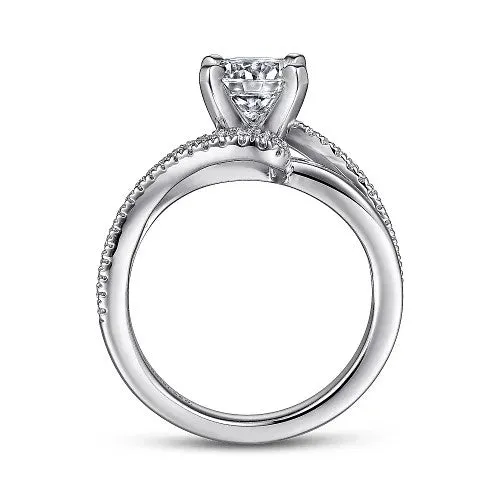 14K White Gold Round Bypass Diamond Engagement Ring GABRIEL CO Rings