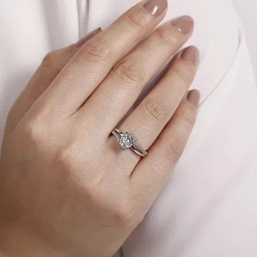 14K White Gold Round Bypass Diamond Engagement Ring GABRIEL CO Rings