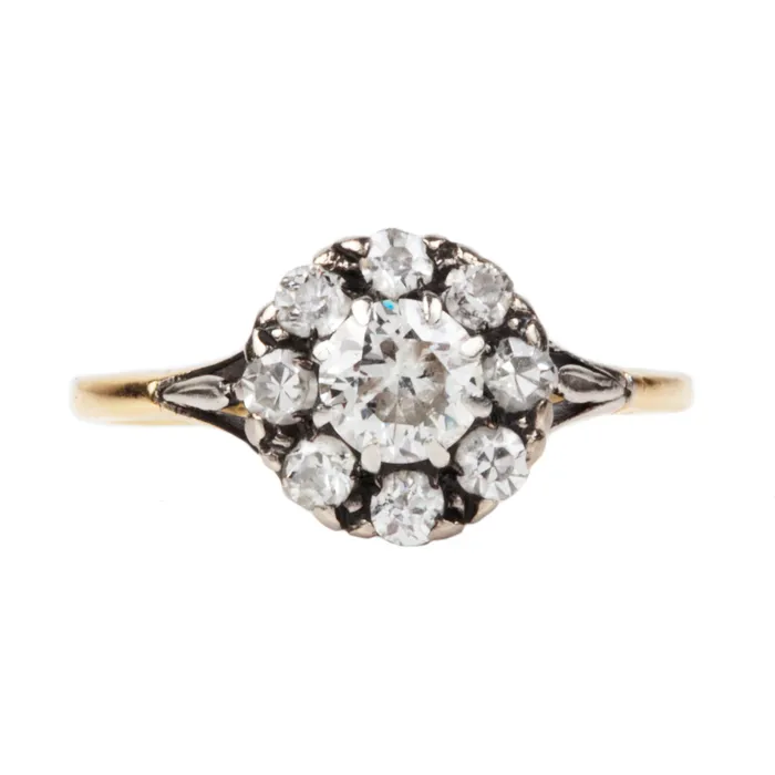 Bell Bird Antiques Rings Early 20th Century Diamond Cluster Ring