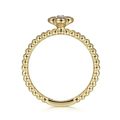 GABRIEL CO Rings 14K Yellow Gold Diamond Cluster Clover and Bujukan Bead Ring GABRIEL CO Rings 14K Yellow Gold Diamond Cluster Clover and Bujukan Bead Ring