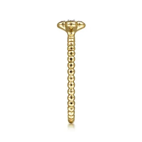 GABRIEL CO Rings 14K Yellow Gold Diamond Cluster Clover and Bujukan Bead Ring GABRIEL CO Rings 14K Yellow Gold Diamond Cluster Clover and Bujukan Bead Ring