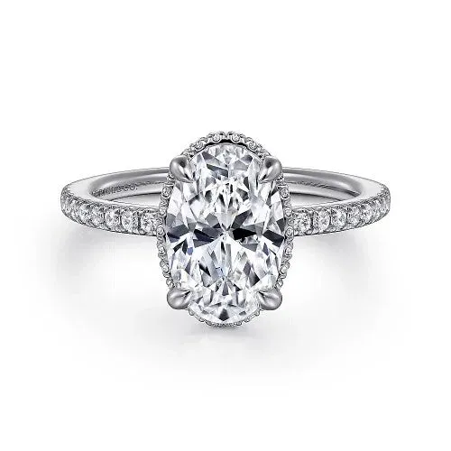 Rings GABRIEL CO Allesia 14K White Gold Oval Cut Hidden Halo Diamond Engagement Ring Setting Only Rings GABRIEL CO Allesia 14K White Gold Oval Cut Hidden Halo Diamond Engagement Ring Setting Only