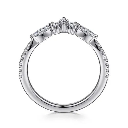 Tulsie Curved 14K White Gold Marquise and Round Diamond Anniversary Band GABRIEL CO Rings