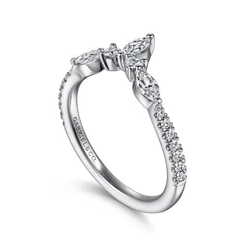 Tulsie Curved 14K White Gold Marquise and Round Diamond Anniversary Band GABRIEL CO Rings