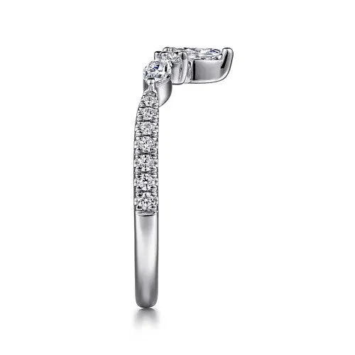 Tulsie Curved 14K White Gold Marquise and Round Diamond Anniversary Band GABRIEL CO Rings