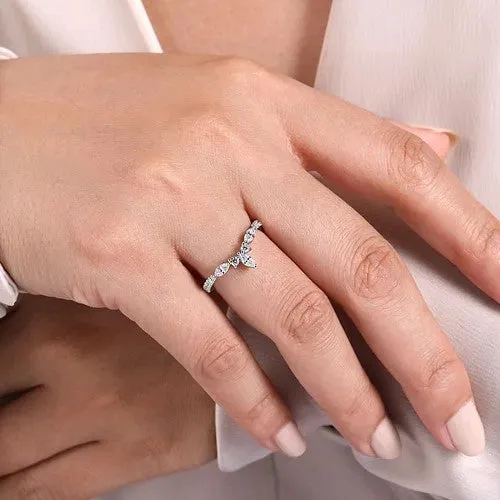 Tulsie Curved 14K White Gold Marquise and Round Diamond Anniversary Band GABRIEL CO Rings