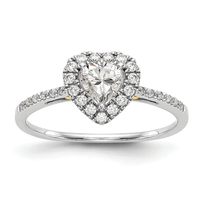025ct CZ Solid Real 14ktt Heart Halo Engagement Ring Goldia Rings