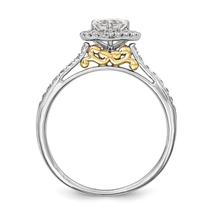 025ct CZ Solid Real 14ktt Heart Halo Engagement Ring Goldia Rings