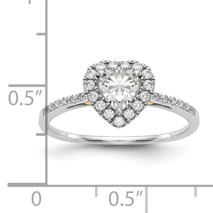 025ct CZ Solid Real 14ktt Heart Halo Engagement Ring Goldia Rings
