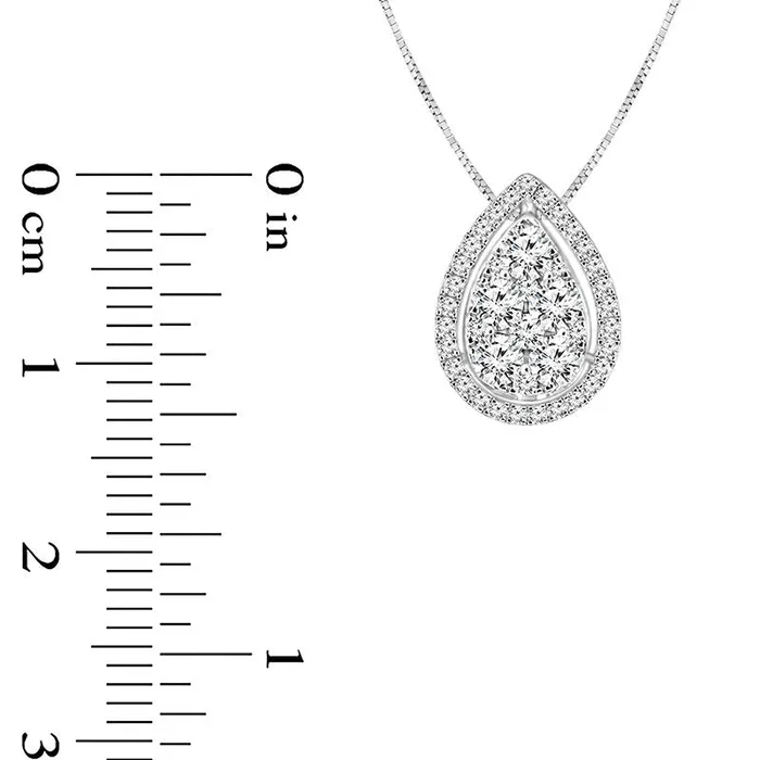 05 CT TW Composite Natural Diamond PearShaped Frame Pendant in 14K White Gold Goldia Necklaces 05 CT TW Composite Natural Diamond PearShaped Frame Pendant in 14K White Gold Goldia Necklaces