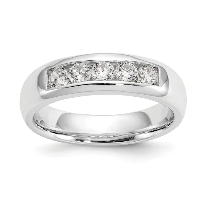 050ct CZ Solid Real 14K White Gold 5Stone Channel Wedding Band Ring Goldia Rings 050ct CZ Solid Real 14K White Gold 5Stone Channel Wedding Band Ring Goldia Rings