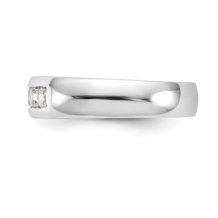 050ct CZ Solid Real 14K White Gold 5Stone Channel Wedding Band Ring Goldia Rings
