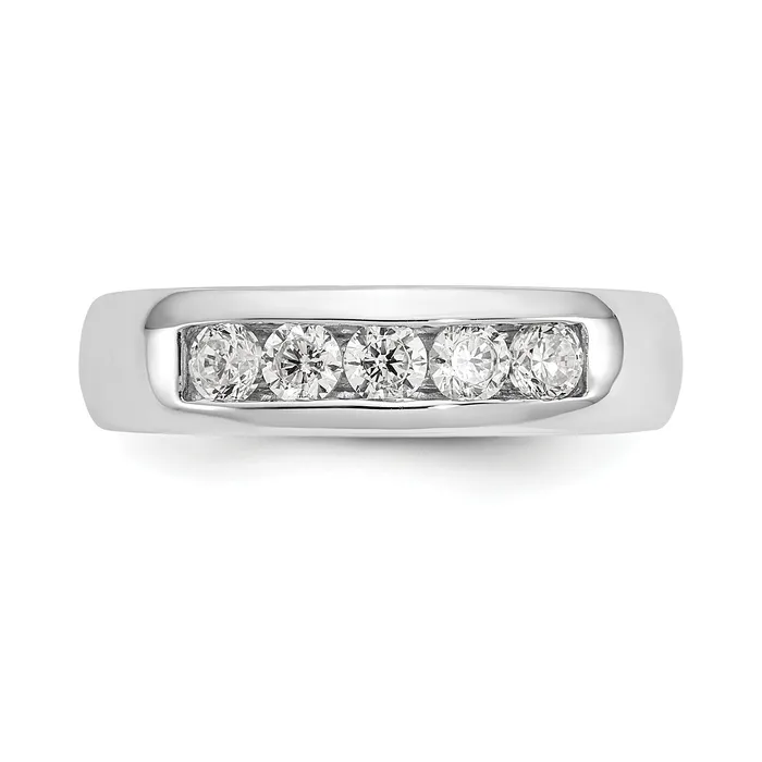 050ct CZ Solid Real 14K White Gold 5Stone Channel Wedding Band Ring Goldia Rings