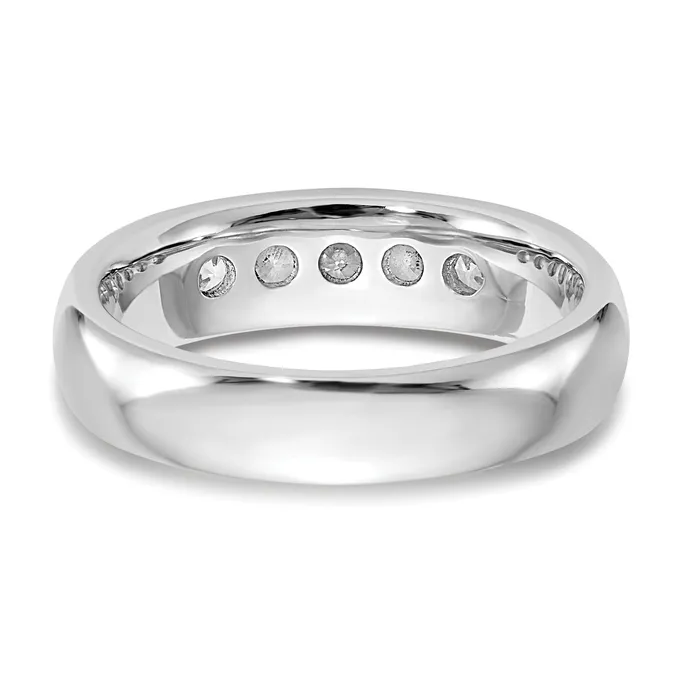 050ct CZ Solid Real 14K White Gold 5Stone Channel Wedding Band Ring Goldia Rings