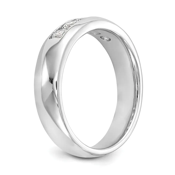 050ct CZ Solid Real 14K White Gold 5Stone Channel Wedding Band Ring Goldia Rings