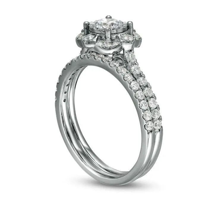 10 CT TW Natural Diamond Ornate Frame Antique VintageStyle Bridal Engagement Ring Set in Solid 10K White Gold Goldia Rings 10 CT TW Natural Diamond Ornate Frame Antique VintageStyle Bridal Engagement Ring Set in Solid 10K White Gold Goldia Rings