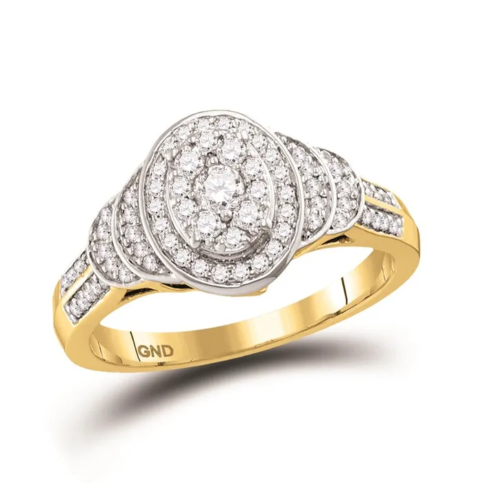 10kt Yellow Gold Round Diamond Solitaire Oval Cluster Ring 12 Cttw gndatlanta Rings 10kt Yellow Gold Round Diamond Solitaire Oval Cluster Ring 12 Cttw gndatlanta Rings