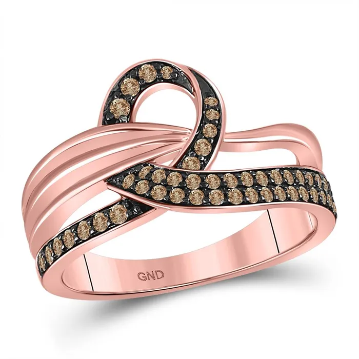 14k Rose Gold Round Brown Diamond Loop Fashion Ring 13 Cttw gndatlanta Rings 14k Rose Gold Round Brown Diamond Loop Fashion Ring 13 Cttw gndatlanta Rings