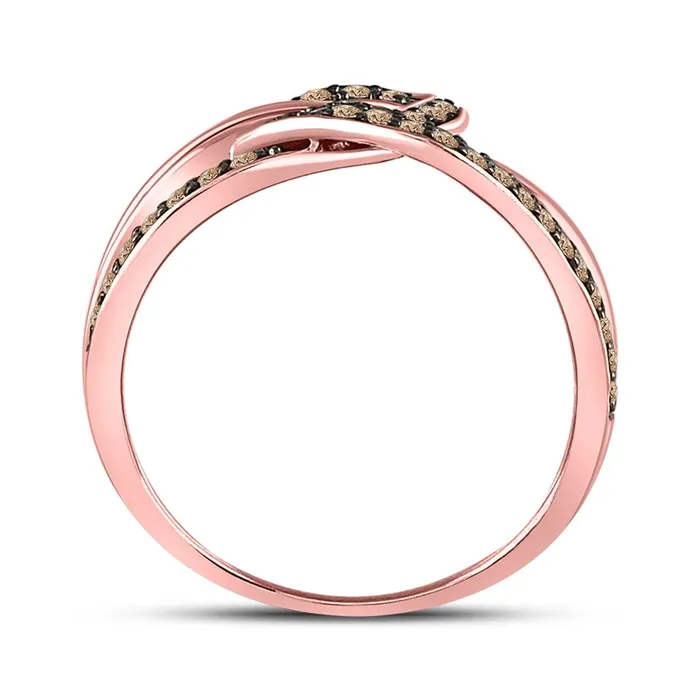 14k Rose Gold Round Brown Diamond Loop Fashion Ring 13 Cttw gndatlanta Rings