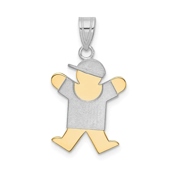14k Twotone Gold Twotone Gold Small Boy with Hat on Right Engravable Charm Goldia Rings 14k Twotone Gold Twotone Gold Small Boy with Hat on Right Engravable Charm Goldia Rings