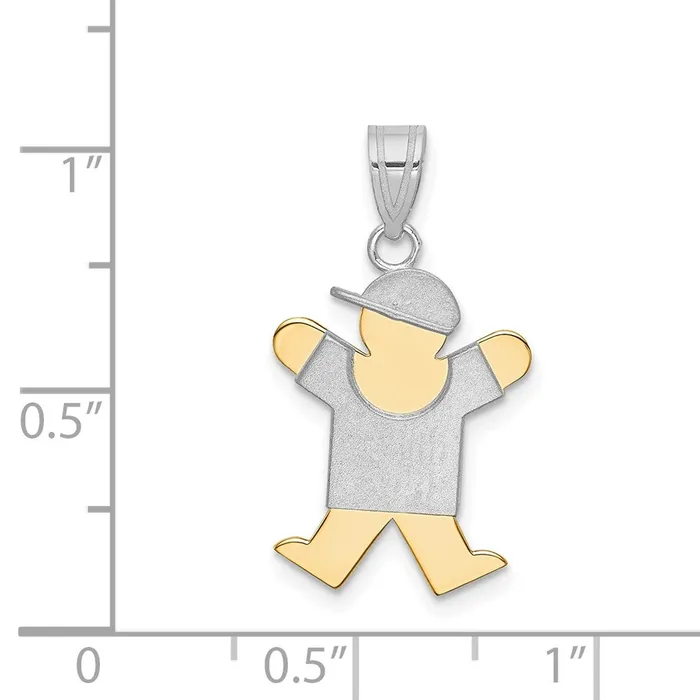 14k Twotone Gold Twotone Gold Small Boy with Hat on Right Engravable Charm Goldia Rings
