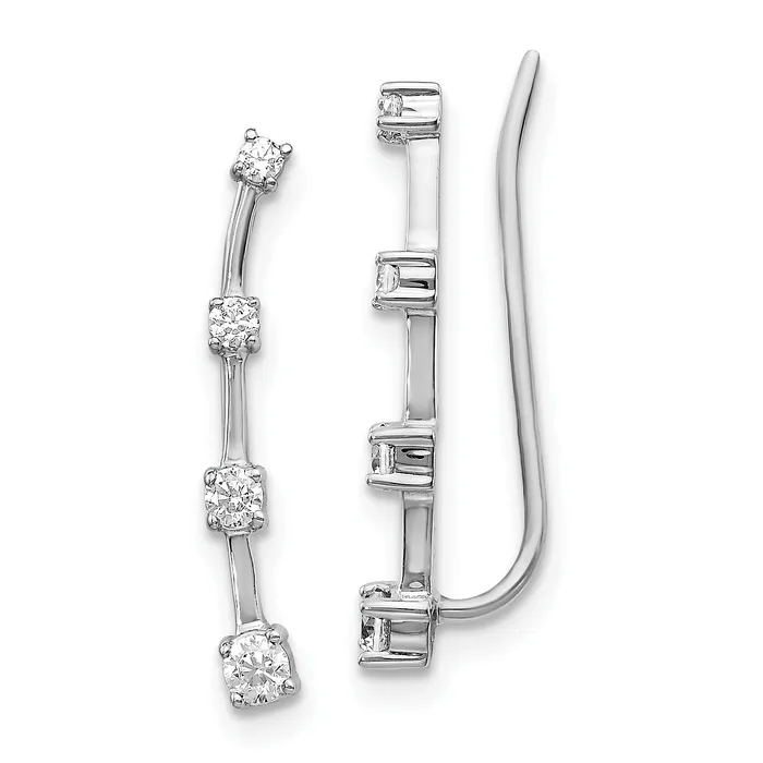 14k White Gold 13 Ct Lab Grown Diamond VSSI G Ear Climber Goldia Earrings