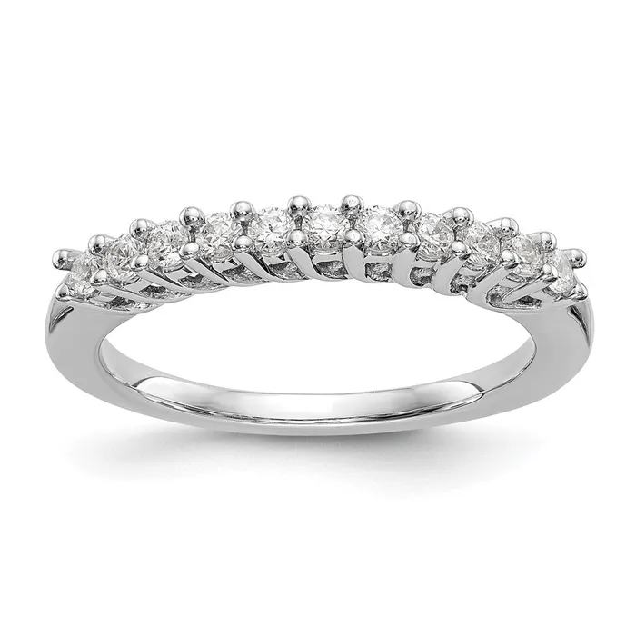 14K White Gold 11Stone Real Diamond Band goldiaca Rings