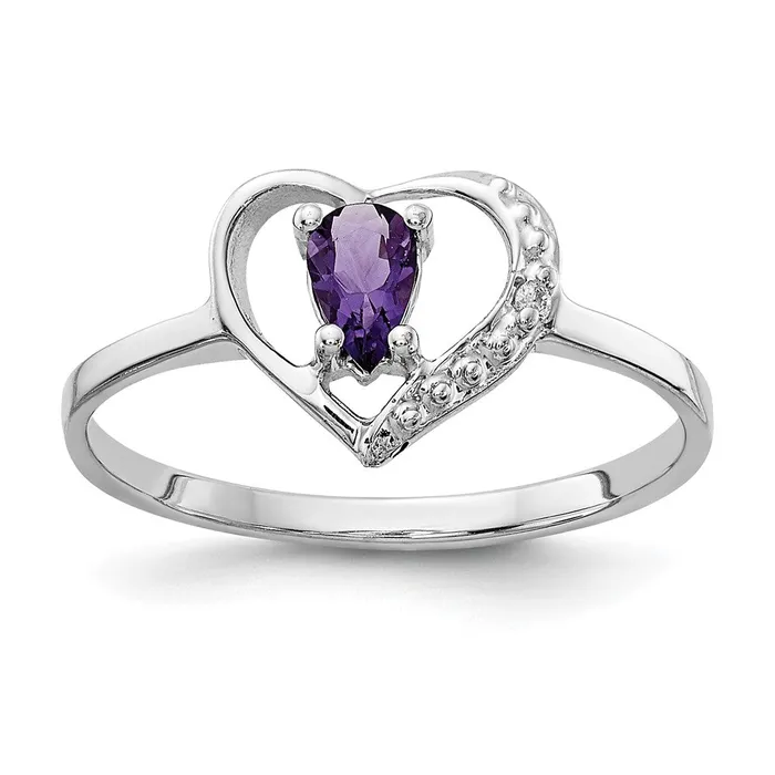 14k White Gold 5x3mm Pear Amethyst A Real Diamond ring Goldiacom Rings