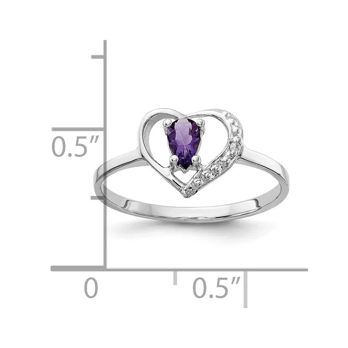 14k White Gold 5x3mm Pear Amethyst A Real Diamond ring Goldiacom Rings