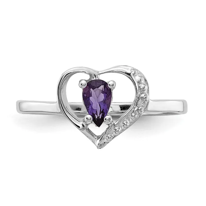 14k White Gold 5x3mm Pear Amethyst A Real Diamond ring Goldiacom Rings