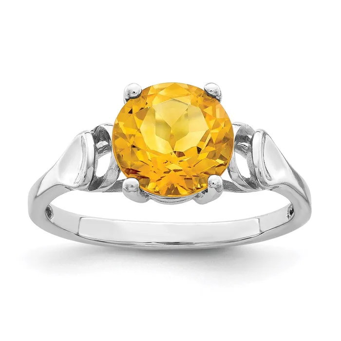 14k White Gold 8mm Citrine ring Goldia Rings