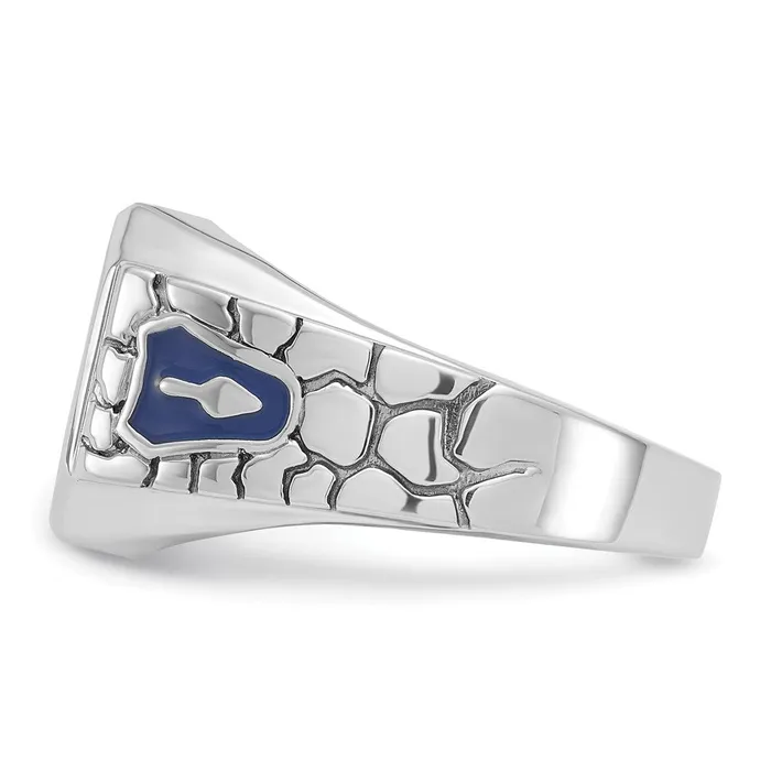 14k White Gold Mens Polished and Textured Blue Lodge Master Masonic Ring Mounting Goldia Rings