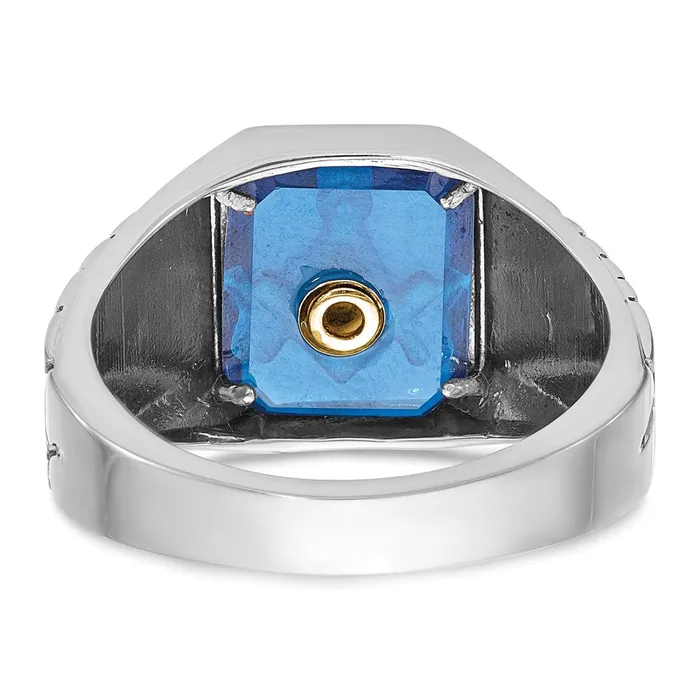 14k White Gold Mens Polished and Textured Blue Lodge Master Masonic Ring Mounting Goldia Rings