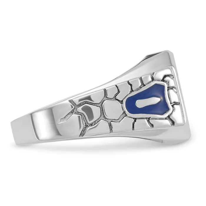 14k White Gold Mens Polished and Textured Blue Lodge Master Masonic Ring Mounting Goldia Rings