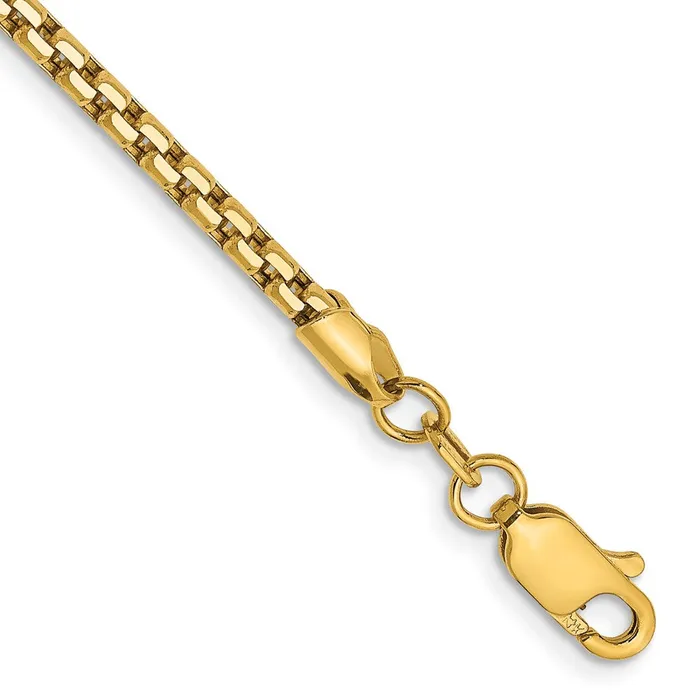 14K Yellow Gold 8 inch 245mm SemiSolid Round Box with Lobster Clasp Bracelet MDS Bracelets 14K Yellow Gold 8 inch 245mm SemiSolid Round Box with Lobster Clasp Bracelet MDS Bracelets