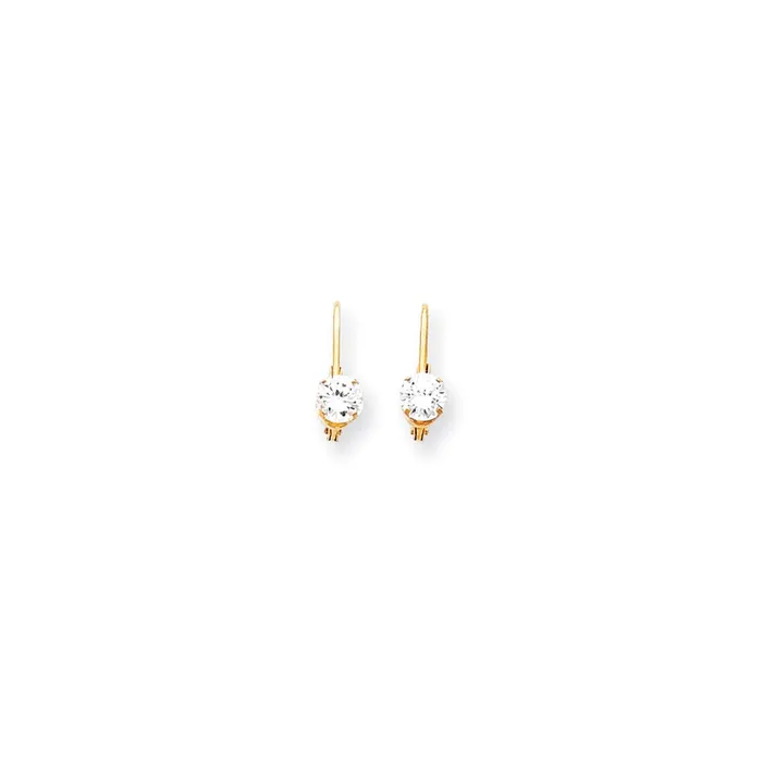 14k Yellow Gold Completed Moissanite Leverback Earrings Goldia Earrings