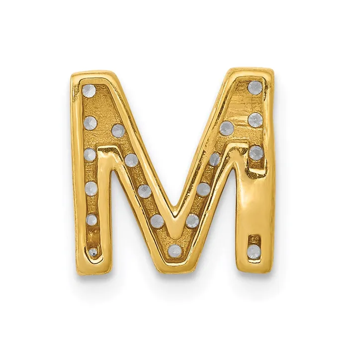 14K Yellow Gold Real Diamond Letter M Initial Charm Goldia Charm Necklaces