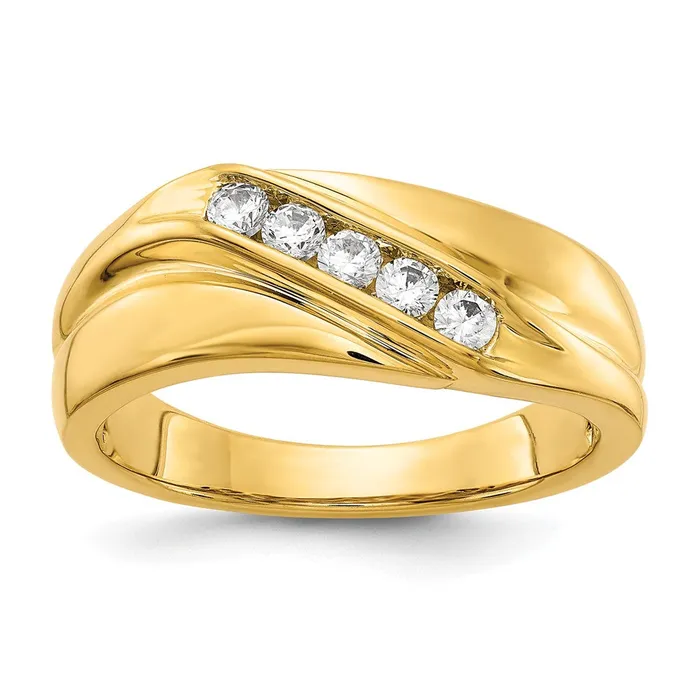 14K Yellow Gold Real Diamond Mens Ring Goldiacom Rings