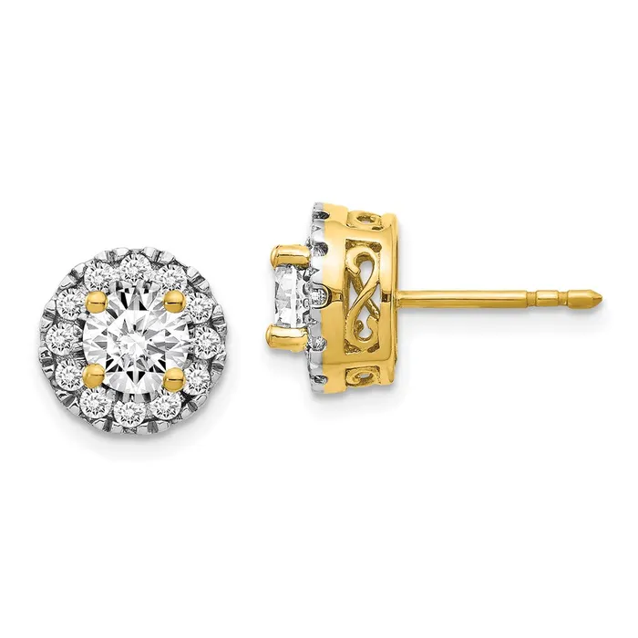 14k Yellow Gold Real Diamond Semimount Stud Earrings Goldia Earrings