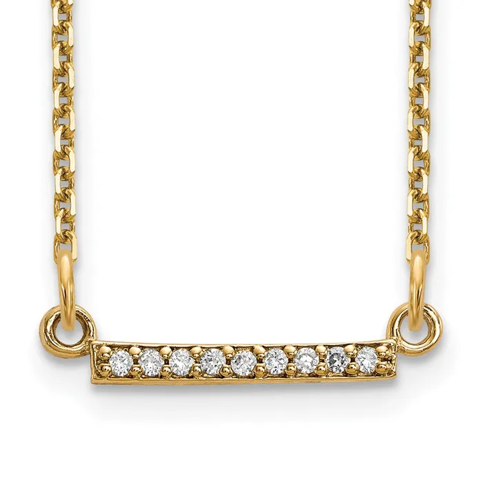 14K Yellow Gold Real Diamond Tiny Bar Necklace Goldia Necklaces
