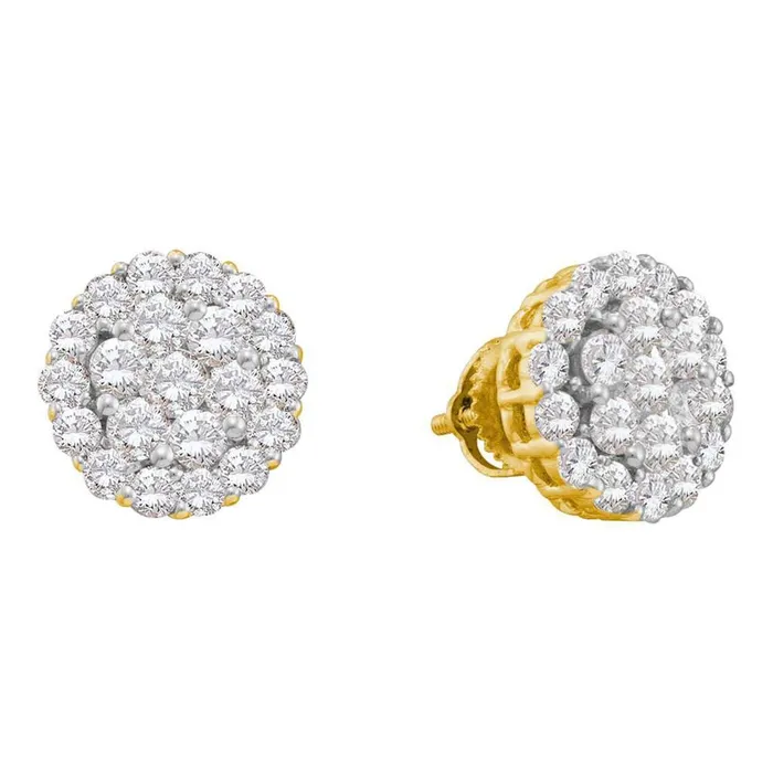 14k Yellow Gold Round Diamond Flower Cluster Earrings 2 Cttw gndatlanta Earrings 14k Yellow Gold Round Diamond Flower Cluster Earrings 2 Cttw gndatlanta Earrings