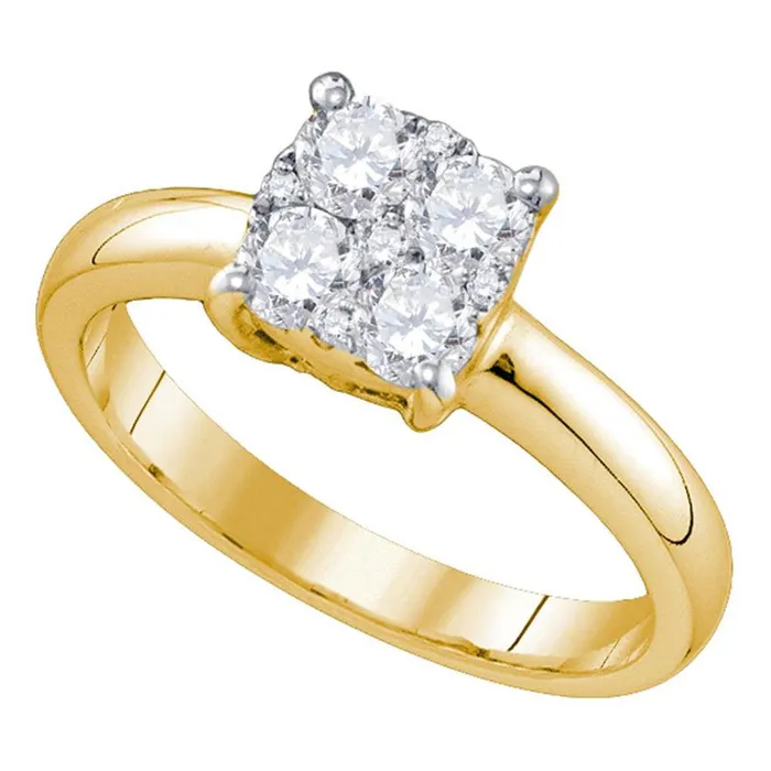 18k Yellow Gold Round Diamond Cluster Ring 12 Cttw gndatlanta Rings