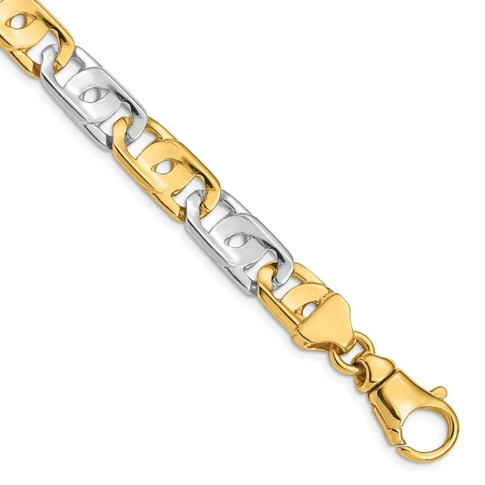 Bracelets MDS Solid 14K Twotone Gold 85 inch 10mm Hand Polished Fancy Link with Fancy Lobster Clasp Bracelet Bracelets MDS Solid 14K Twotone Gold 85 inch 10mm Hand Polished Fancy Link with Fancy Lobster Clasp Bracelet