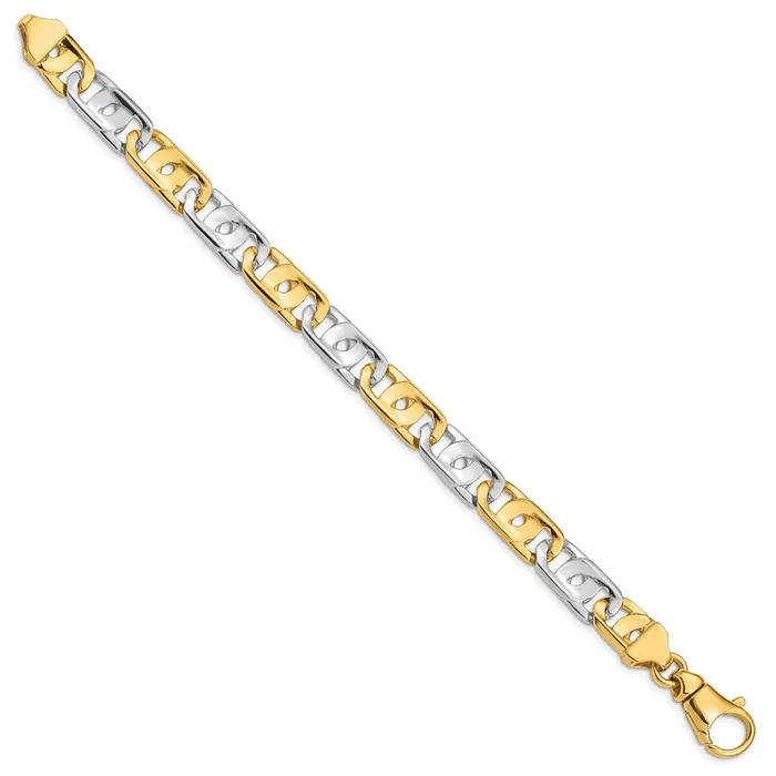 Bracelets MDS Solid 14K Twotone Gold 85 inch 10mm Hand Polished Fancy Link with Fancy Lobster Clasp Bracelet Bracelets MDS Solid 14K Twotone Gold 85 inch 10mm Hand Polished Fancy Link with Fancy Lobster Clasp Bracelet