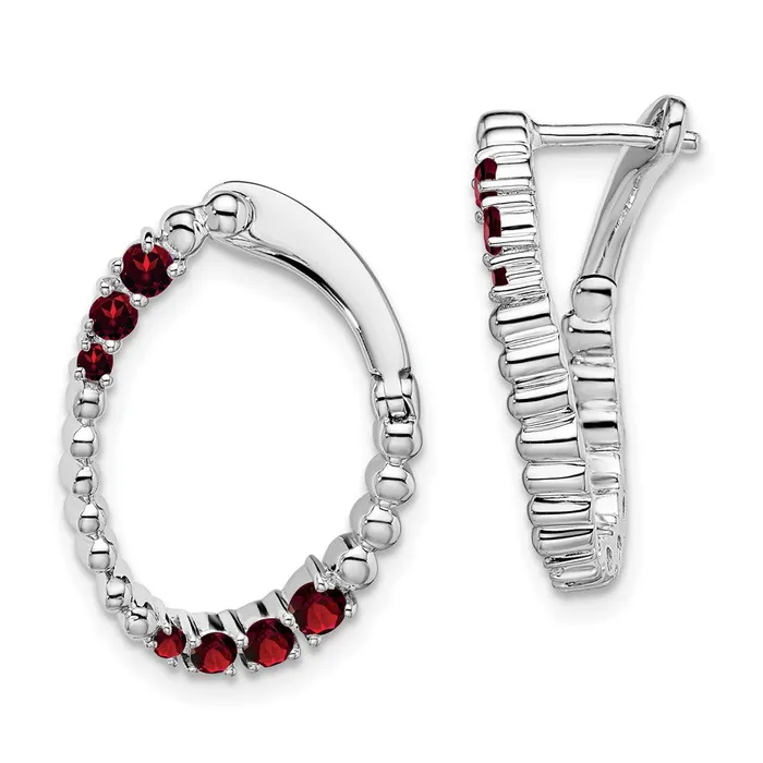 Earrings Goldia 14k White Gold Garnet Oval Hoop Earrings