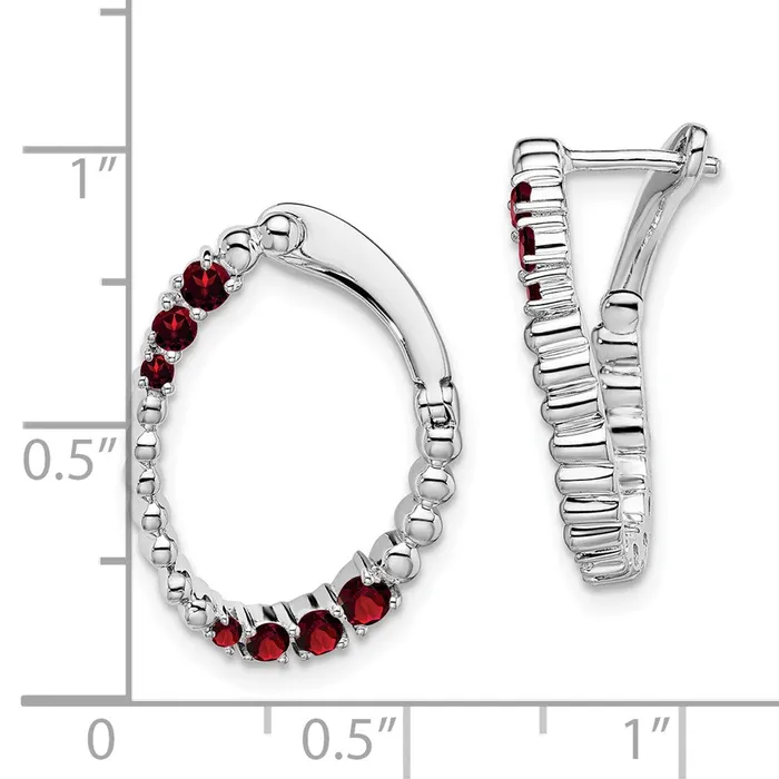 Earrings Goldia 14k White Gold Garnet Oval Hoop Earrings